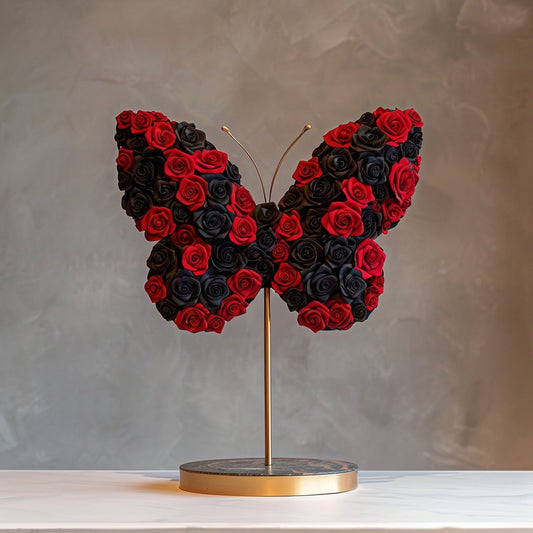 Radiant Love Red and Black Rose Butterfly Lamp - Imaginary Worlds