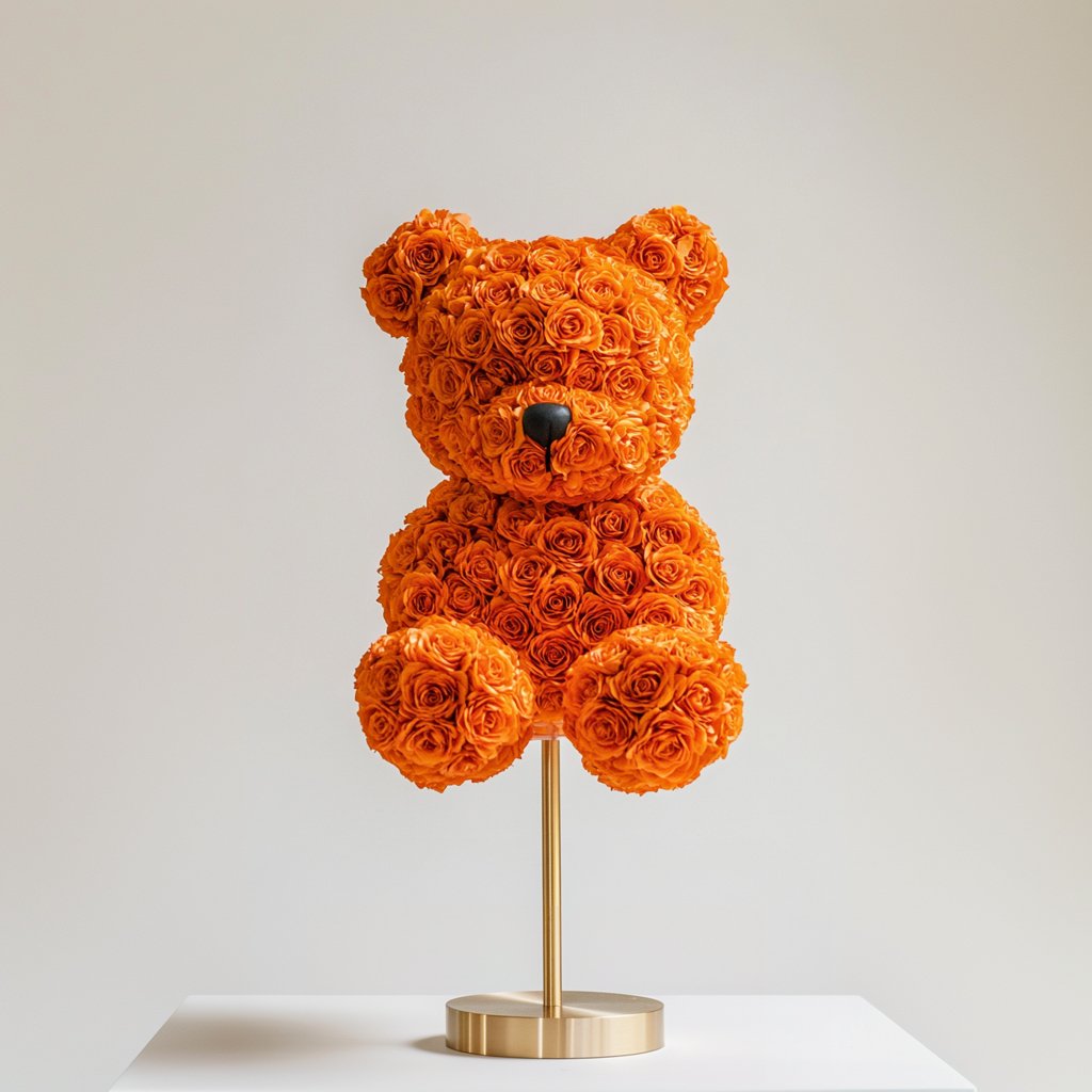 Radiant Orange Rose Bear Lamp - Imaginary Worlds