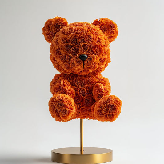 Radiant Orange Rose Bear Lamp - Imaginary Worlds