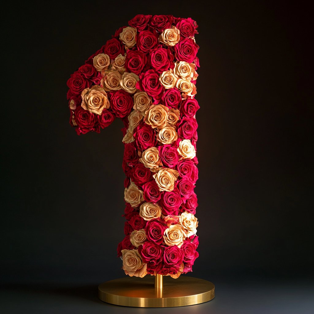 Red and Gold Rose Eternal Number 1 Lamp - Imaginary Worlds