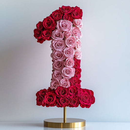 Red and Pink Rose Eternal Number 1 Lamp - Imaginary Worlds