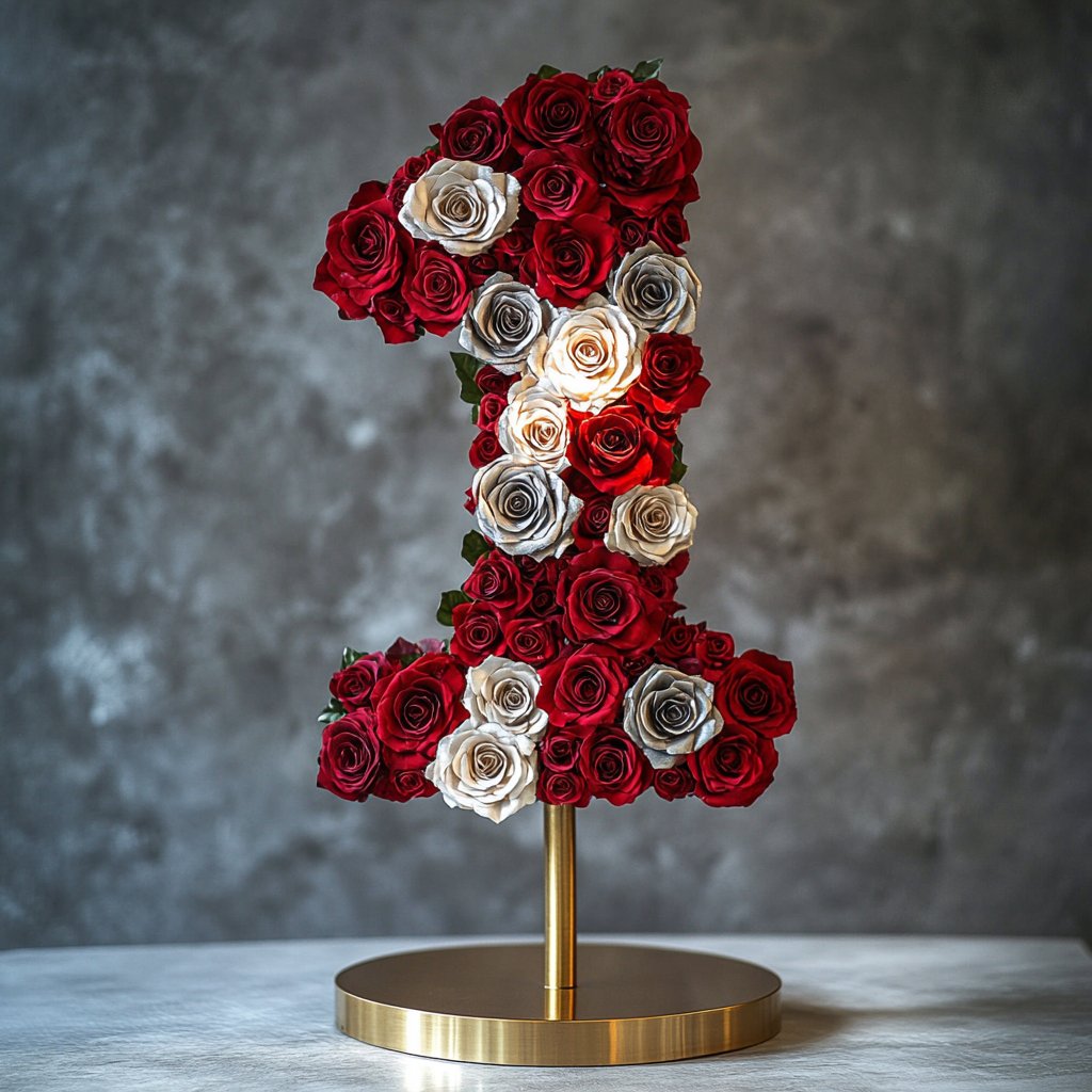 Red and Silver Rose Eternal Number 1 Lamp - Imaginary Worlds