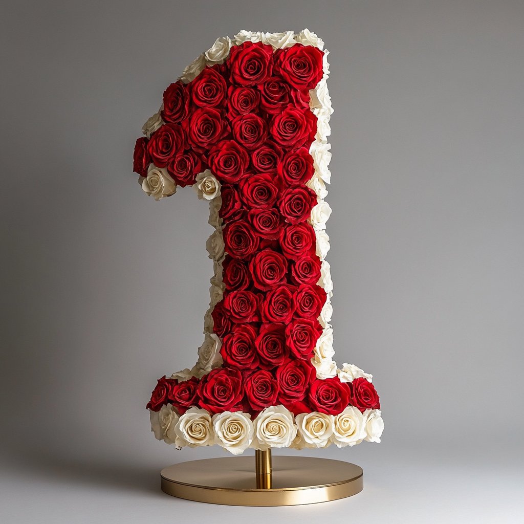 Red and White Rose Eternal Number 1 Lamp - Imaginary Worlds