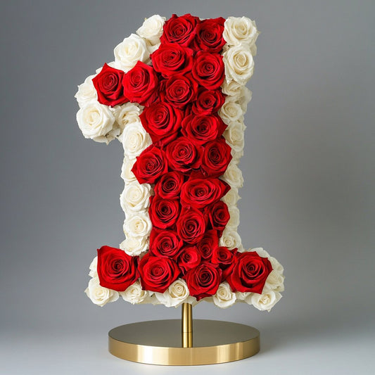 Red and White Rose Eternal Number 1 Lamp - Imaginary Worlds