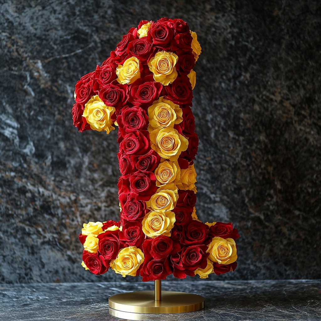 Red and Yellow Rose Eternal Number 1 Lamp - Imaginary Worlds