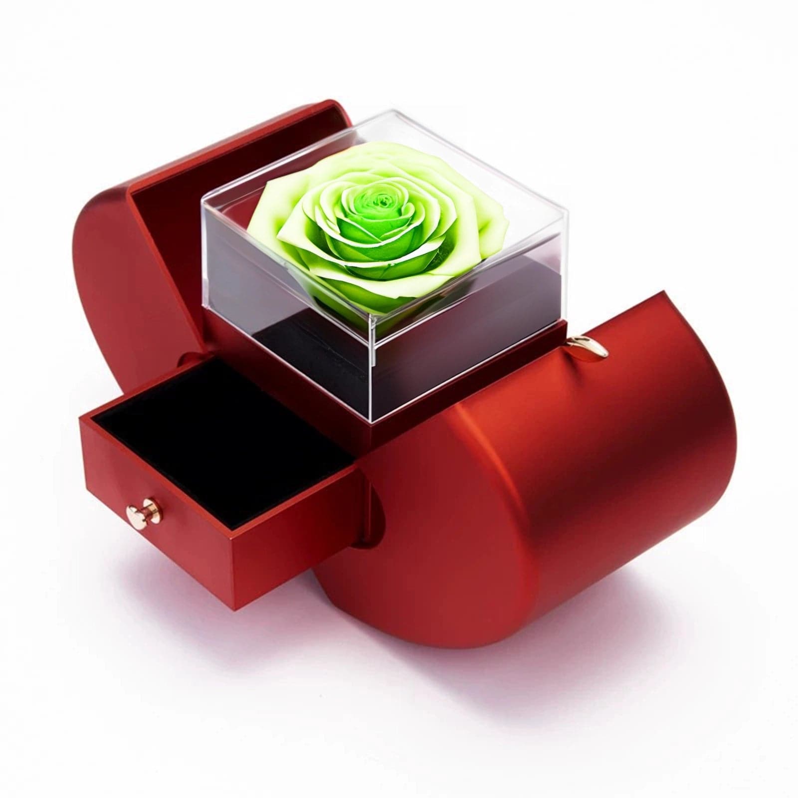 Red Apple Eternal Love Gift Box with Chartreuse Rose - Imaginary Worlds