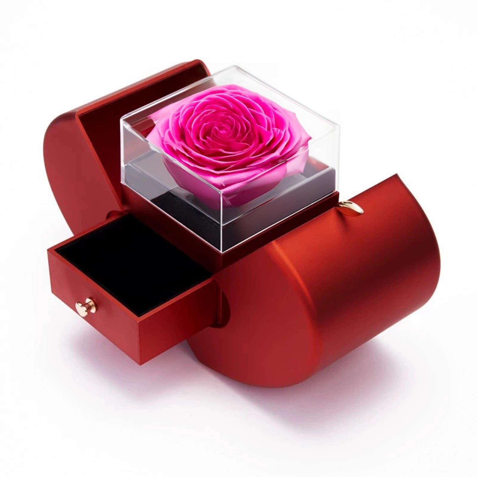 Red Apple Eternal Love Gift Box with Magenta Rose - Imaginary Worlds