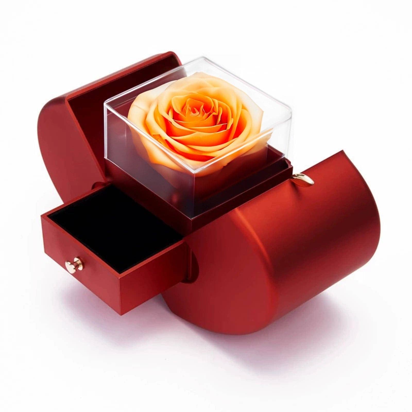 Red Apple Eternal Love Gift Box with Orange Rose - Imaginary Worlds