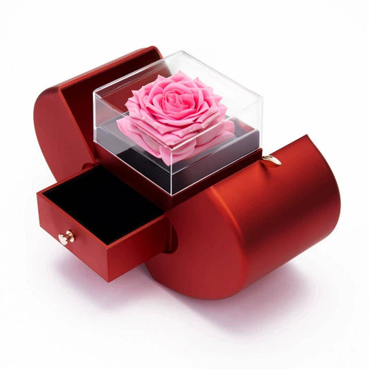 Red Apple Eternal Love Gift Box with Pink Rose - Imaginary Worlds