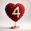 Red Heart Rose Lamp with White '4' - Imaginary Worlds