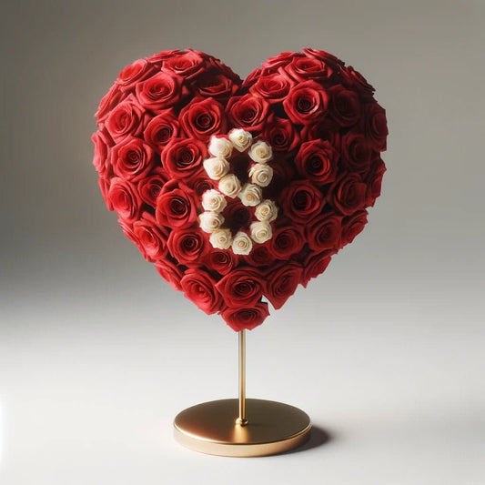 Red Heart Rose Lamp with White '8' - Imaginary Worlds