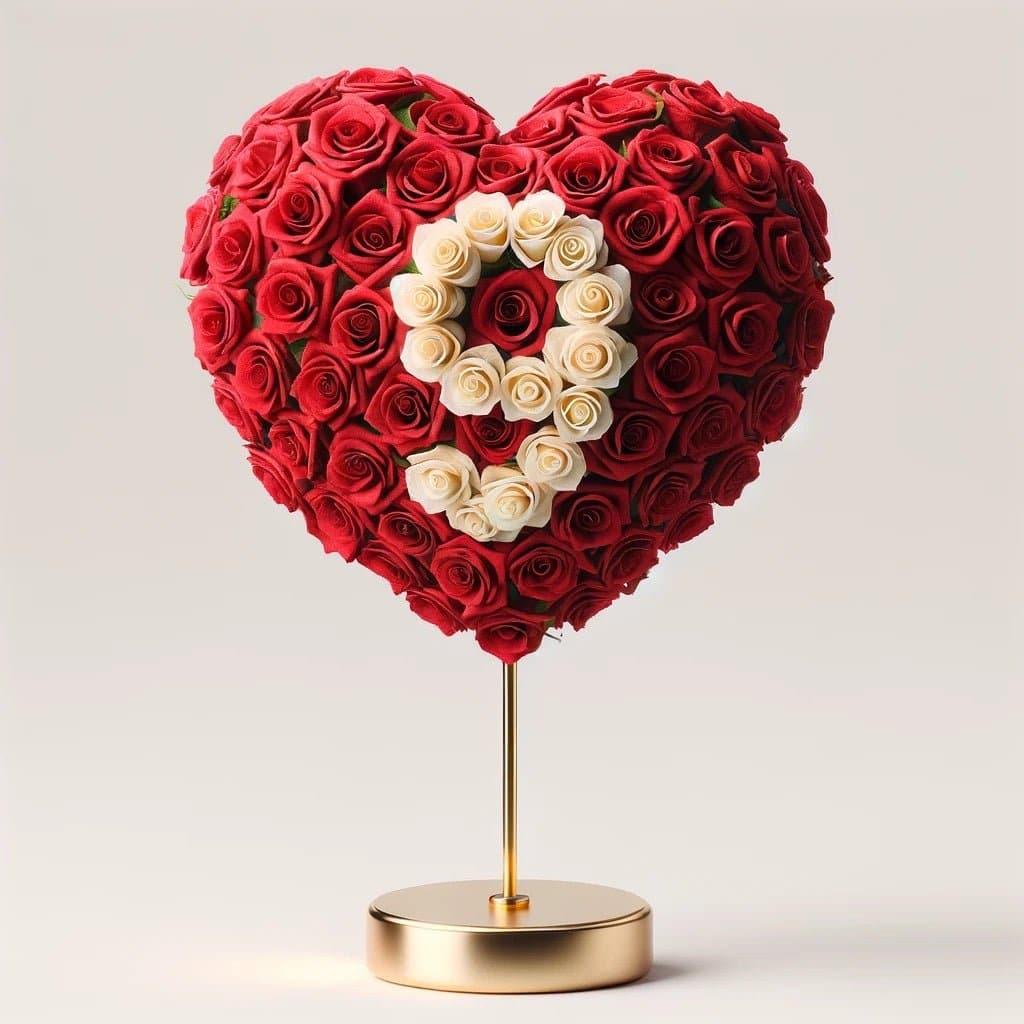 Red Heart Rose Lamp with White '9' - Imaginary Worlds