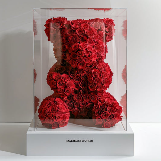 Red Preserved Rose Bear - Imaginary Worlds