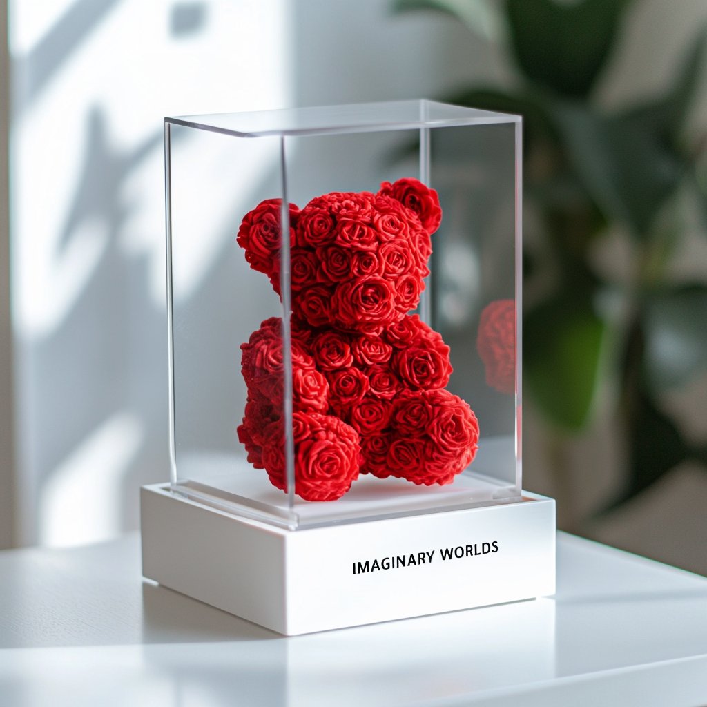 Red Preserved Rose Bear - Imaginary Worlds