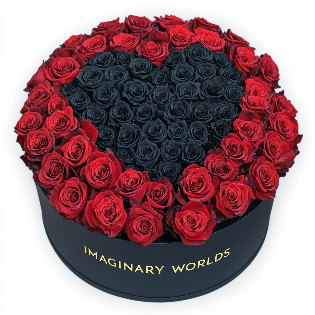 Red Ramo Buchon with Black Rose Heart - Imaginary Worlds