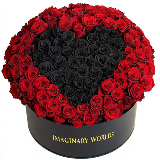 Red Ramo Buchon with Black Rose Heart - Imaginary Worlds