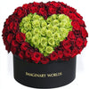 Red Ramo Buchon with Green Rose Heart - Imaginary Worlds