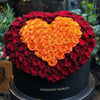 Red Ramo Buchon with Orange Rose Heart - Imaginary Worlds