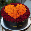 Red Ramo Buchon with Orange Rose Heart - Imaginary Worlds