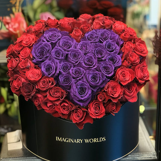 Red Ramo Buchon with Purple Rose Heart - Imaginary Worlds