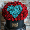 Red Ramo Buchon with Teal Rose Heart - Imaginary Worlds