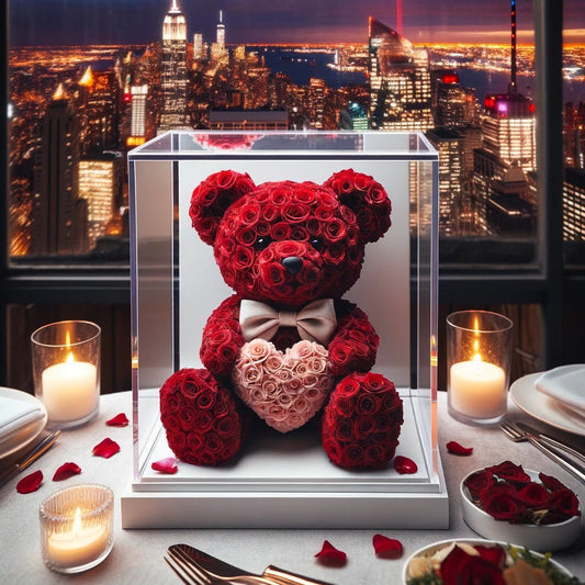 Red Rose Bear with Pink Roses Heart - Imaginary Worlds
