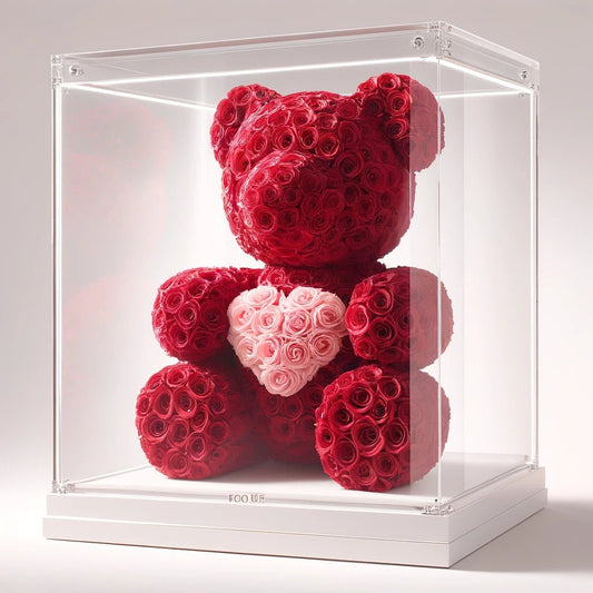 Red Rose Bear with Pink Roses Heart - Imaginary Worlds
