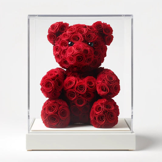 Red Rose Bear with Red Roses Heart - Imaginary Worlds