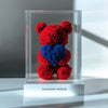 Red Rose Bear with Royal Blue Roses Heart - Imaginary Worlds