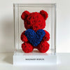 Red Rose Bear with Royal Blue Roses Heart - Imaginary Worlds