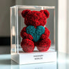 Red Rose Bear with Teal Roses Heart - Imaginary Worlds