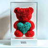 Red Rose Bear with Teal Roses Heart - Imaginary Worlds