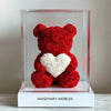 Red Rose Bear with White Roses Heart - Imaginary Worlds