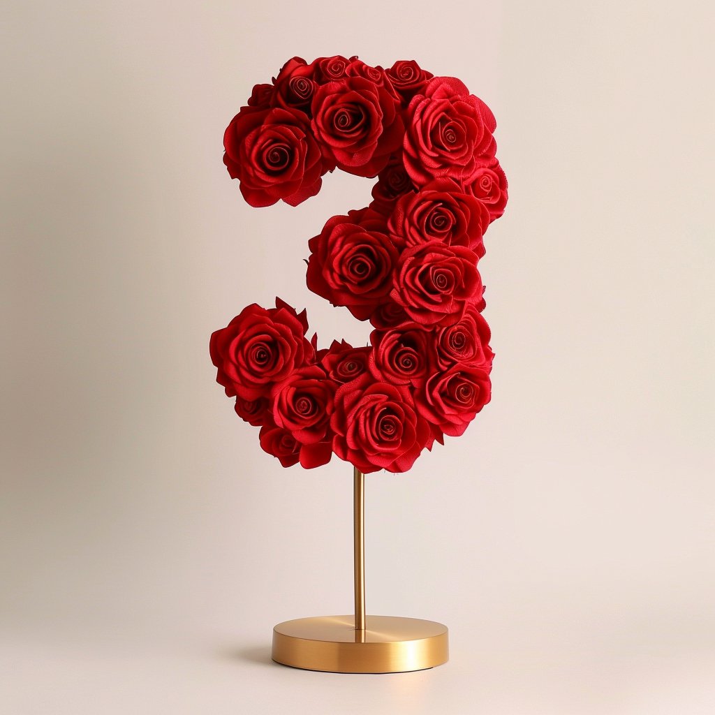 Red Rose Eternal Number 3 Lamp - Imaginary Worlds