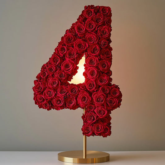 Red Rose Eternal Number 4 Lamp - Imaginary Worlds