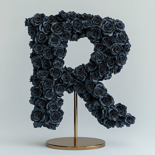 Rhea Black Rose Letter R Lamp - Imaginary Worlds