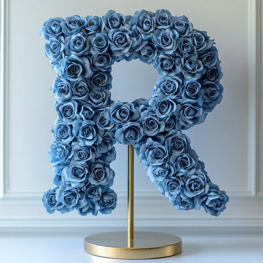 Rhea Blue Rose Letter R Lamp - Imaginary Worlds