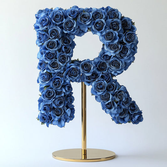 Rhea Blue Rose Letter R Lamp - Imaginary Worlds