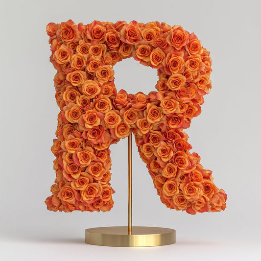 Rhea Orange Rose Letter R Lamp - Imaginary Worlds