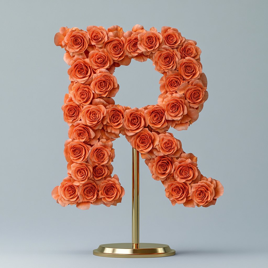 Rhea Orange Rose Letter R Lamp - Imaginary Worlds