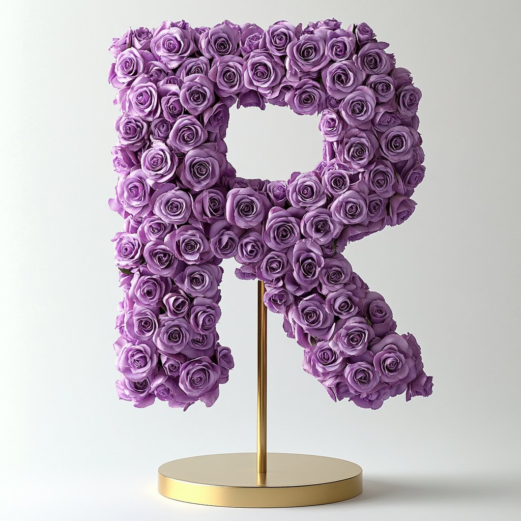 Rhea Purple Rose Letter R Lamp - Imaginary Worlds