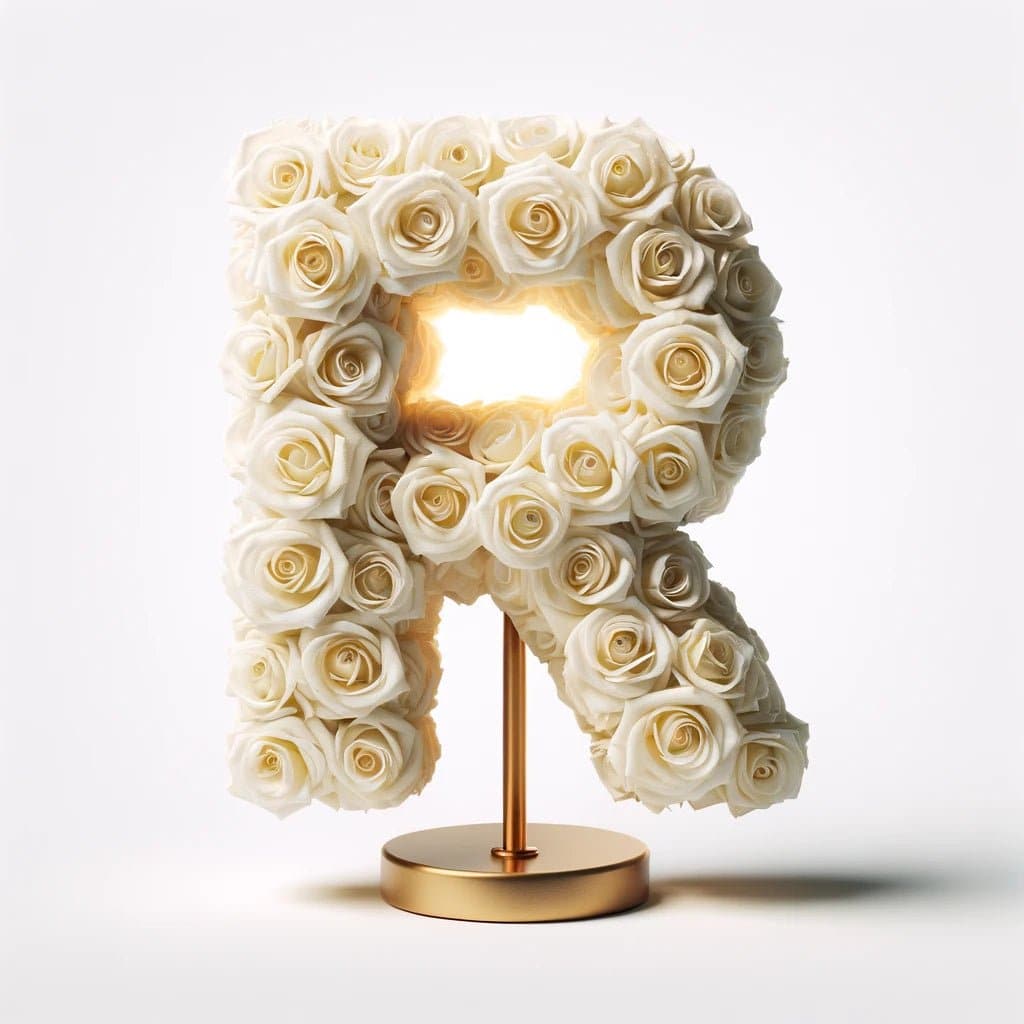 Rhea White Rose Letter R Lamp - Imaginary Worlds