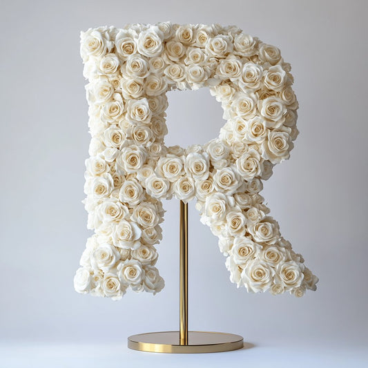 Rhea White Rose Letter R Lamp - Imaginary Worlds