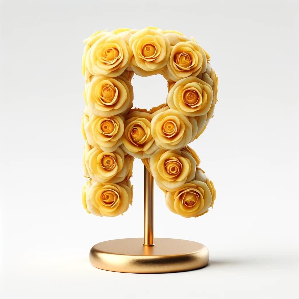 Rhea Yellow Rose Letter R Lamp - Imaginary Worlds