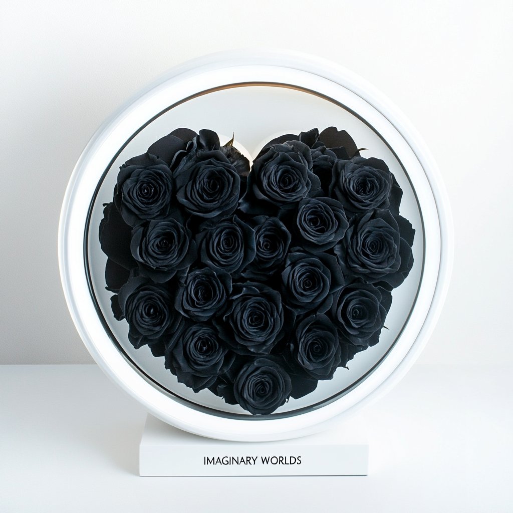 Round Black Heart Flower Lamp - Imaginary Worlds