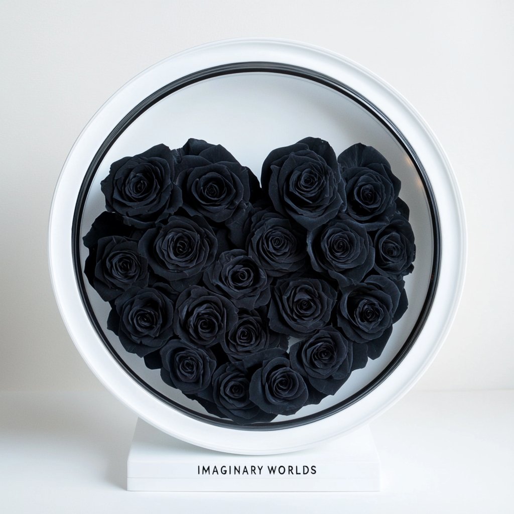 Round Black Heart Flower Lamp - Imaginary Worlds