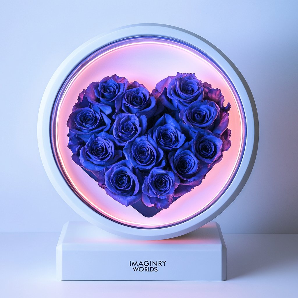 Round Blue - Purple Gradient Heart Flower Lamp - Imaginary Worlds