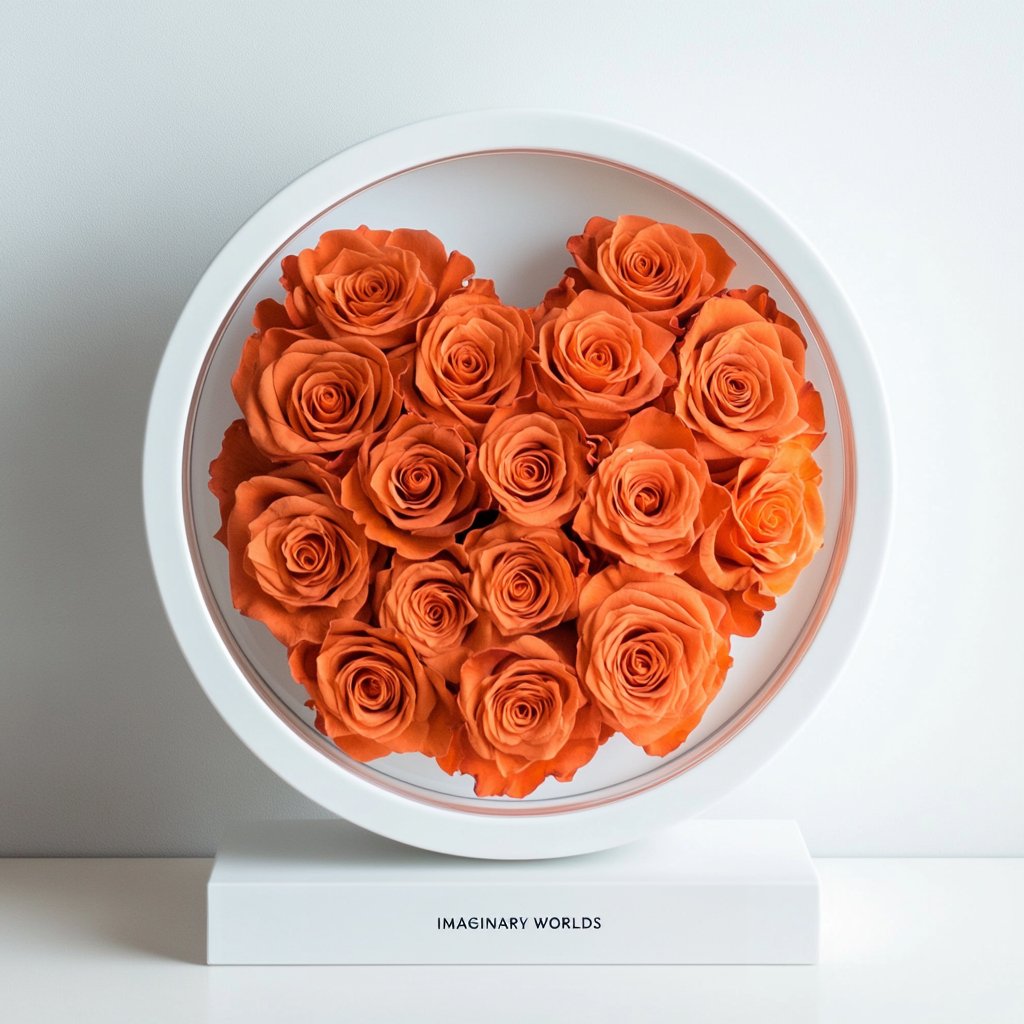 Round Orange Heart Flower Lamp - Imaginary Worlds