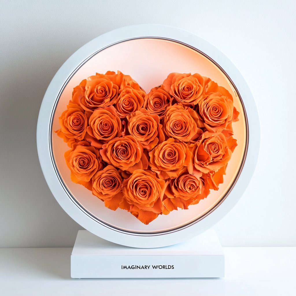 Round Orange Heart Flower Lamp - Imaginary Worlds