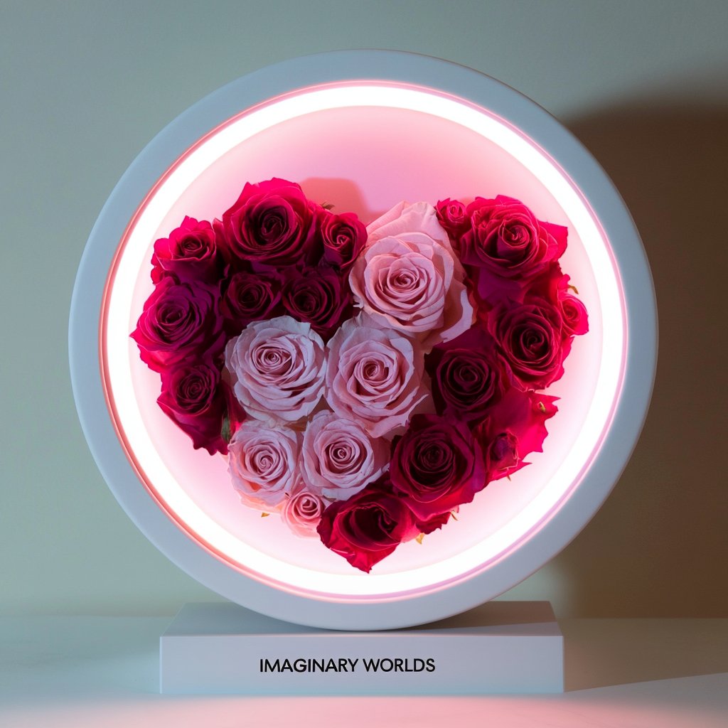 Round Pink and Hot Pink Heart Flower Lamp - Imaginary Worlds